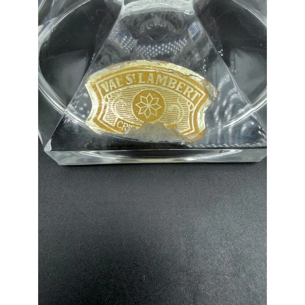Vintage Val St Lambert Crystal Medici Vase Belgium Pedestal Urn 9.25” Label